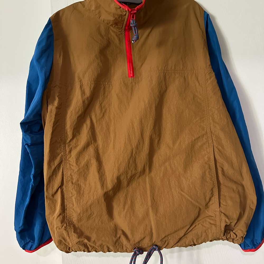 Tory Burch Blue and Brown  Colorblock Nylon Half-zip Jacket